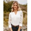 imageGRACE KARIN Women Blouses Dressy Casual 34 Lace Sleeve Tops Business Work Office Shirts 2025 Fall OutfitsWhite