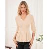imageGRACE KARIN Women Business Casual Tops 2025 Fall Trendy Dressy Blouses 34 Sleeve Peplum Work Shirts V Neck Office OutfitsApricot