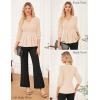 imageGRACE KARIN Women Business Casual Tops 2025 Fall Trendy Dressy Blouses 34 Sleeve Peplum Work Shirts V Neck Office OutfitsApricot