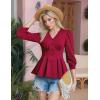 imageGRACE KARIN Women Business Casual Tops 2025 Fall Trendy Dressy Blouses 34 Sleeve Peplum Work Shirts V Neck Office OutfitsBurgundy