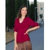 imageGRACE KARIN Women Business Casual Tops 2025 Fall Trendy Dressy Blouses 34 Sleeve Peplum Work Shirts V Neck Office OutfitsBurgundy