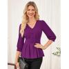 imageGRACE KARIN Women Business Casual Tops 2025 Fall Trendy Dressy Blouses 34 Sleeve Peplum Work Shirts V Neck Office OutfitsPurple