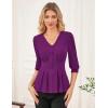 imageGRACE KARIN Women Business Casual Tops 2025 Fall Trendy Dressy Blouses 34 Sleeve Peplum Work Shirts V Neck Office OutfitsPurple