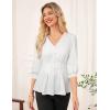 imageGRACE KARIN Women Business Casual Tops 2025 Fall Trendy Dressy Blouses 34 Sleeve Peplum Work Shirts V Neck Office OutfitsWhite
