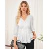 imageGRACE KARIN Women Business Casual Tops 2025 Fall Trendy Dressy Blouses 34 Sleeve Peplum Work Shirts V Neck Office OutfitsWhite