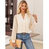 imageGRACE KARIN Women Business Casual Tops Sheer Lace Long Sleeve Blouses Work Office Pleated V Neck Shirt Fall Formal OutfitsApricot