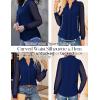 imageGRACE KARIN Women Business Casual Tops Sheer Lace Long Sleeve Blouses Work Office Pleated V Neck Shirt Fall Formal OutfitsBlue