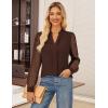 imageGRACE KARIN Women Business Casual Tops Sheer Lace Long Sleeve Blouses Work Office Pleated V Neck Shirt Fall Formal OutfitsCoffee