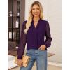 imageGRACE KARIN Women Business Casual Tops Sheer Lace Long Sleeve Blouses Work Office Pleated V Neck Shirt Fall Formal OutfitsPurple