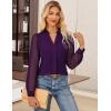 imageGRACE KARIN Women Business Casual Tops Sheer Lace Long Sleeve Blouses Work Office Pleated V Neck Shirt Fall Formal OutfitsPurple