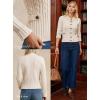 imageGRACE KARIN Women Cable Knit Button Up Sweater Crewneck Cropped Cardigan Early Fall Fashion Outfits 2025Apricot