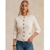 imageGRACE KARIN Women Cable Knit Button Up Sweater Crewneck Cropped Cardigan Early Fall Fashion Outfits 2025Apricot