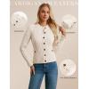 imageGRACE KARIN Women Cable Knit Button Up Sweater Crewneck Cropped Cardigan Early Fall Fashion Outfits 2025Apricot