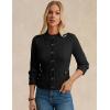 imageGRACE KARIN Women Cable Knit Button Up Sweater Crewneck Cropped Cardigan Early Fall Fashion Outfits 2025Black