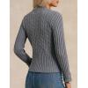 imageGRACE KARIN Women Cable Knit Button Up Sweater Crewneck Cropped Cardigan Early Fall Fashion Outfits 2025Dark Grey
