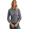 imageGRACE KARIN Women Cable Knit Button Up Sweater Crewneck Cropped Cardigan Early Fall Fashion Outfits 2025Dark Grey
