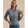 imageGRACE KARIN Women Cable Knit Button Up Sweater Crewneck Cropped Cardigan Early Fall Fashion Outfits 2025Dark Grey