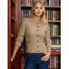 imageGRACE KARIN Women Cable Knit Button Up Sweater Crewneck Cropped Cardigan Early Fall Fashion Outfits 2025Khaki Beige