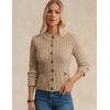 imageGRACE KARIN Women Cable Knit Button Up Sweater Crewneck Cropped Cardigan Early Fall Fashion Outfits 2025Khaki Beige