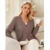 imageGRACE KARIN Women Cable Knit Cardigan Sweater Chunky Button Up Sweaters Long Sleeve Open Front CardiganCoffee