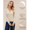 imageGRACE KARIN Women Cropped Cardigan Sweaters Lightweight Long Sleeve Shrug Button Up V Neck Knit Sweater Tops FallApricot