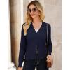 imageGRACE KARIN Women Cropped Cardigan Sweaters Lightweight Long Sleeve Shrug Button Up V Neck Knit Sweater Tops FallNavy Blue
