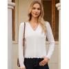imageGRACE KARIN Women Cropped Cardigan Sweaters Lightweight Long Sleeve Shrug Button Up V Neck Knit Sweater Tops FallWhite