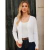 imageGRACE KARIN Women Cropped Cardigan Sweaters Lightweight Long Sleeve Shrug Button Up V Neck Knit Sweater Tops FallWhite