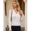 imageGRACE KARIN Women Cropped Cardigan Sweaters Lightweight Long Sleeve Shrug Button Up V Neck Knit Sweater Tops FallWhite