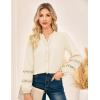 imageGRACE KARIN Women Dressy Casual TopsLong Sleeve Button Down Ruffle BlouseWork V Neck Shirt Summer Fall Business OutfitBeige