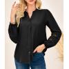 imageGRACE KARIN Women Dressy Casual TopsLong Sleeve Button Down Ruffle BlouseWork V Neck Shirt Summer Fall Business OutfitBlack