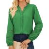 imageGRACE KARIN Women Dressy Casual TopsLong Sleeve Button Down Ruffle BlouseWork V Neck Shirt Summer Fall Business OutfitGreen