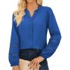 imageGRACE KARIN Women Dressy Casual TopsLong Sleeve Button Down Ruffle BlouseWork V Neck Shirt Summer Fall Business OutfitRoyal Blue