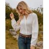 imageGRACE KARIN Women Dressy Casual TopsLong Sleeve Button Down Ruffle BlouseWork V Neck Shirt Summer Fall Business OutfitWhite