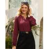 imageGRACE KARIN Women Dressy Casual TopsLong Sleeve Button Down Ruffle BlouseWork V Neck Shirt Summer Fall Business OutfitWine Red