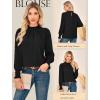 imageGRACE KARIN Women Dressy Long Sleeve Blouse2025 Fall Business Casual TopsPleated Mock Neck Shirts Fashion Work OutfitBlack