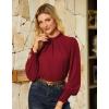 imageGRACE KARIN Women Dressy Long Sleeve Blouse2025 Fall Business Casual TopsPleated Mock Neck Shirts Fashion Work OutfitWine Red