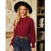 imageGRACE KARIN Women Dressy Long Sleeve Blouse2025 Fall Business Casual TopsPleated Mock Neck Shirts Fashion Work OutfitWine Red