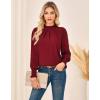imageGRACE KARIN Women Dressy Long Sleeve Blouse2025 Fall Business Casual TopsPleated Mock Neck Shirts Fashion Work OutfitWine Red