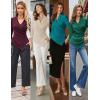 imageGRACE KARIN Women Dressy Wrap Work TopsV Neck Business Casual Blouses 34 Sleeve Ruched Elegant ShirtsArmy Green