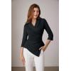 imageGRACE KARIN Women Dressy Wrap Work TopsV Neck Business Casual Blouses 34 Sleeve Ruched Elegant ShirtsBlack