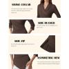 imageGRACE KARIN Women Dressy Wrap Work TopsV Neck Business Casual Blouses 34 Sleeve Ruched Elegant ShirtsBrown