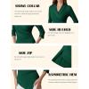 imageGRACE KARIN Women Dressy Wrap Work TopsV Neck Business Casual Blouses 34 Sleeve Ruched Elegant ShirtsGreen