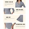 imageGRACE KARIN Women Dressy Wrap Work TopsV Neck Business Casual Blouses 34 Sleeve Ruched Elegant ShirtsGrey