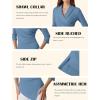imageGRACE KARIN Women Dressy Wrap Work TopsV Neck Business Casual Blouses 34 Sleeve Ruched Elegant ShirtsGrey Blue