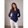 imageGRACE KARIN Women Dressy Wrap Work TopsV Neck Business Casual Blouses 34 Sleeve Ruched Elegant ShirtsNavy Blue