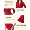 imageGRACE KARIN Women Dressy Wrap Work TopsV Neck Business Casual Blouses 34 Sleeve Ruched Elegant ShirtsRed