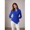 imageGRACE KARIN Women Dressy Wrap Work TopsV Neck Business Casual Blouses 34 Sleeve Ruched Elegant ShirtsRoyal Blue