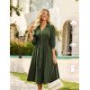 imageGRACE KARIN Women Fall Midi Dress 2025 A Line Smocked Work Dress Fit and Flare V Neck Zipper 34 Sleeve Dress Casual PocketsArmy Green