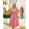 imageGRACE KARIN Women Fall Midi Dress 2025 A Line Smocked Work Dress Fit and Flare V Neck Zipper 34 Sleeve Dress Casual PocketsDark Pink